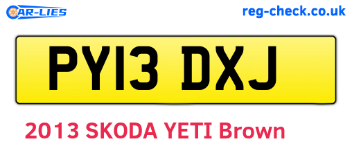 PY13DXJ are the vehicle registration plates.