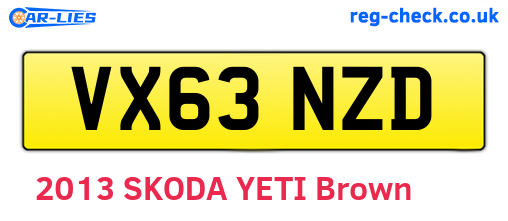 VX63NZD are the vehicle registration plates.