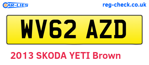 WV62AZD are the vehicle registration plates.