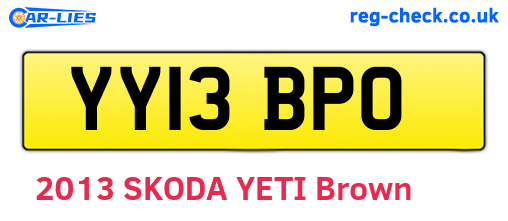 YY13BPO are the vehicle registration plates.