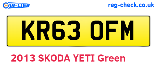 KR63OFM are the vehicle registration plates.