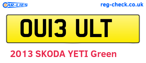 OU13ULT are the vehicle registration plates.