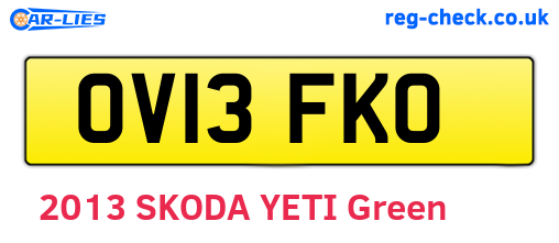OV13FKO are the vehicle registration plates.