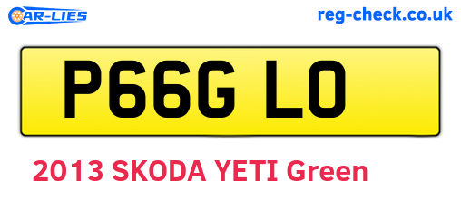 P66GLO are the vehicle registration plates.