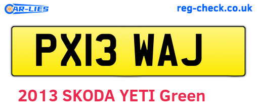 PX13WAJ are the vehicle registration plates.