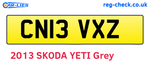 CN13VXZ are the vehicle registration plates.