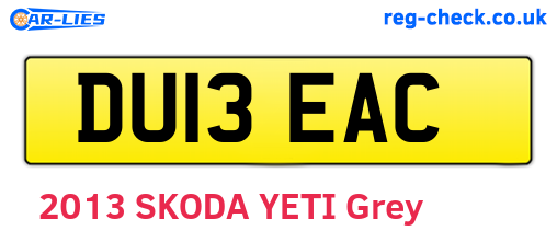 DU13EAC are the vehicle registration plates.
