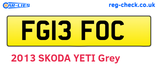 FG13FOC are the vehicle registration plates.
