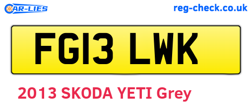 FG13LWK are the vehicle registration plates.