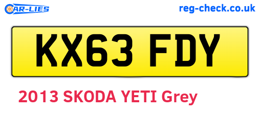 KX63FDY are the vehicle registration plates.