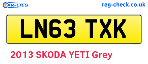 LN63TXK are the vehicle registration plates.