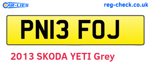 PN13FOJ are the vehicle registration plates.
