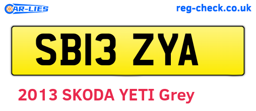 SB13ZYA are the vehicle registration plates.