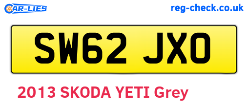 SW62JXO are the vehicle registration plates.