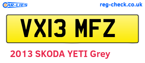 VX13MFZ are the vehicle registration plates.