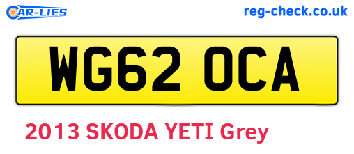WG62OCA are the vehicle registration plates.