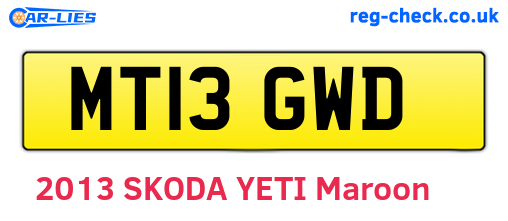 MT13GWD are the vehicle registration plates.