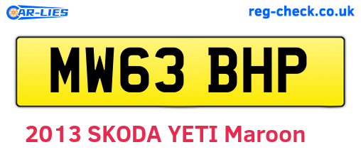 MW63BHP are the vehicle registration plates.