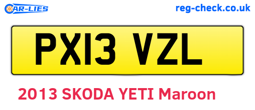 PX13VZL are the vehicle registration plates.