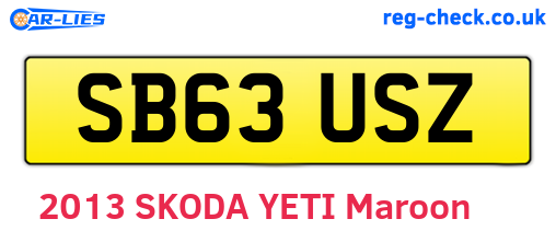 SB63USZ are the vehicle registration plates.