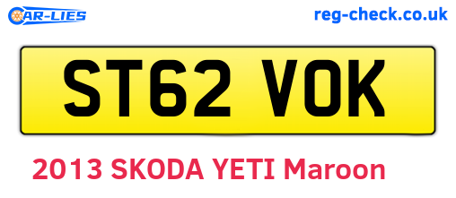 ST62VOK are the vehicle registration plates.