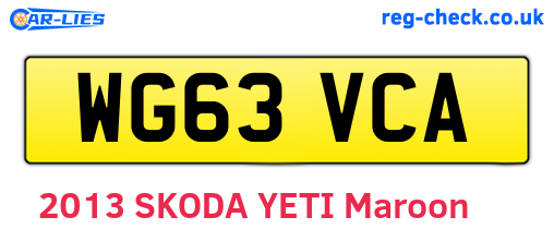 WG63VCA are the vehicle registration plates.