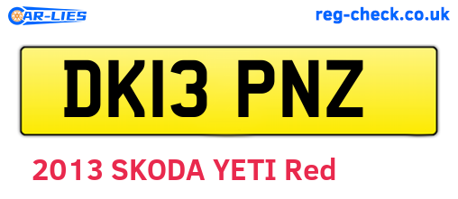 DK13PNZ are the vehicle registration plates.