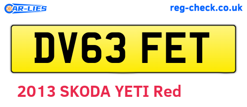 DV63FET are the vehicle registration plates.