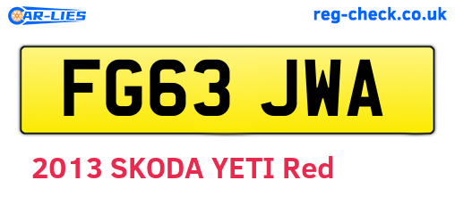 FG63JWA are the vehicle registration plates.