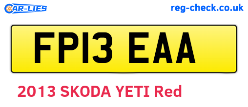 FP13EAA are the vehicle registration plates.
