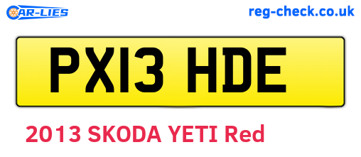 PX13HDE are the vehicle registration plates.