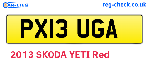 PX13UGA are the vehicle registration plates.