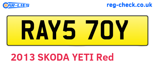 RAY570Y are the vehicle registration plates.