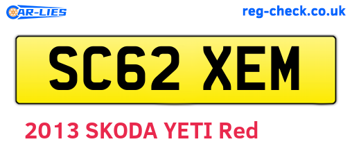 SC62XEM are the vehicle registration plates.