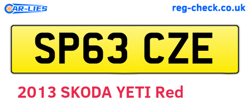 SP63CZE are the vehicle registration plates.