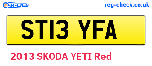 ST13YFA are the vehicle registration plates.