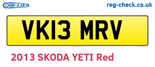 VK13MRV are the vehicle registration plates.