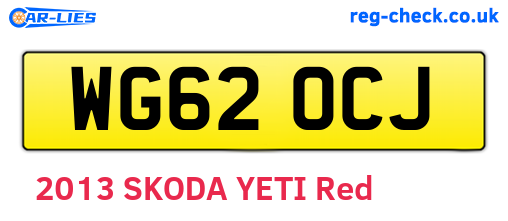 WG62OCJ are the vehicle registration plates.