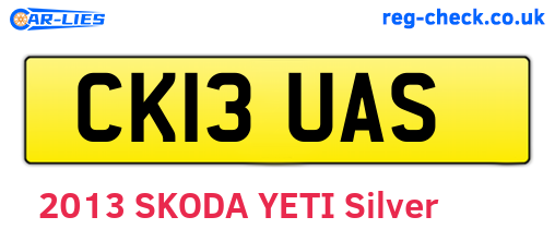 CK13UAS are the vehicle registration plates.