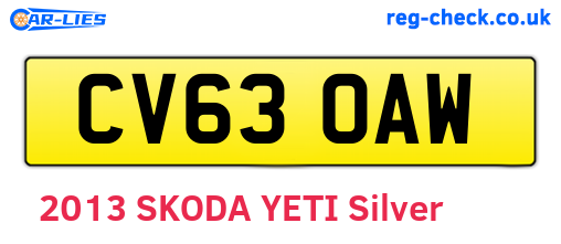 CV63OAW are the vehicle registration plates.
