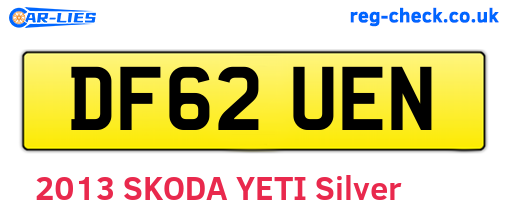 DF62UEN are the vehicle registration plates.