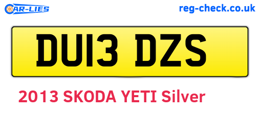 DU13DZS are the vehicle registration plates.