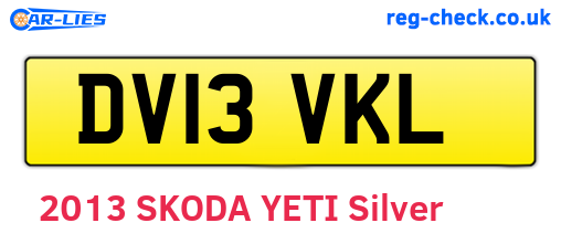 DV13VKL are the vehicle registration plates.