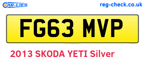 FG63MVP are the vehicle registration plates.