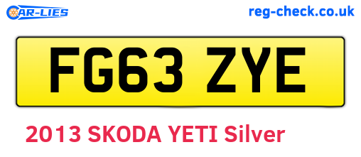 FG63ZYE are the vehicle registration plates.