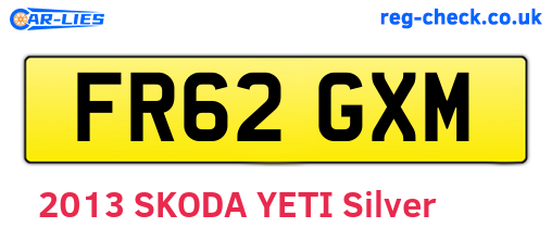 FR62GXM are the vehicle registration plates.