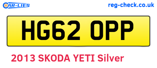 HG62OPP are the vehicle registration plates.