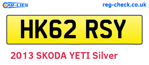 HK62RSY are the vehicle registration plates.