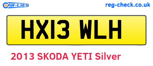 HX13WLH are the vehicle registration plates.