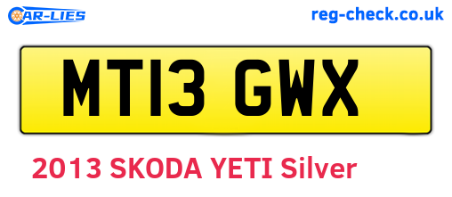 MT13GWX are the vehicle registration plates.
